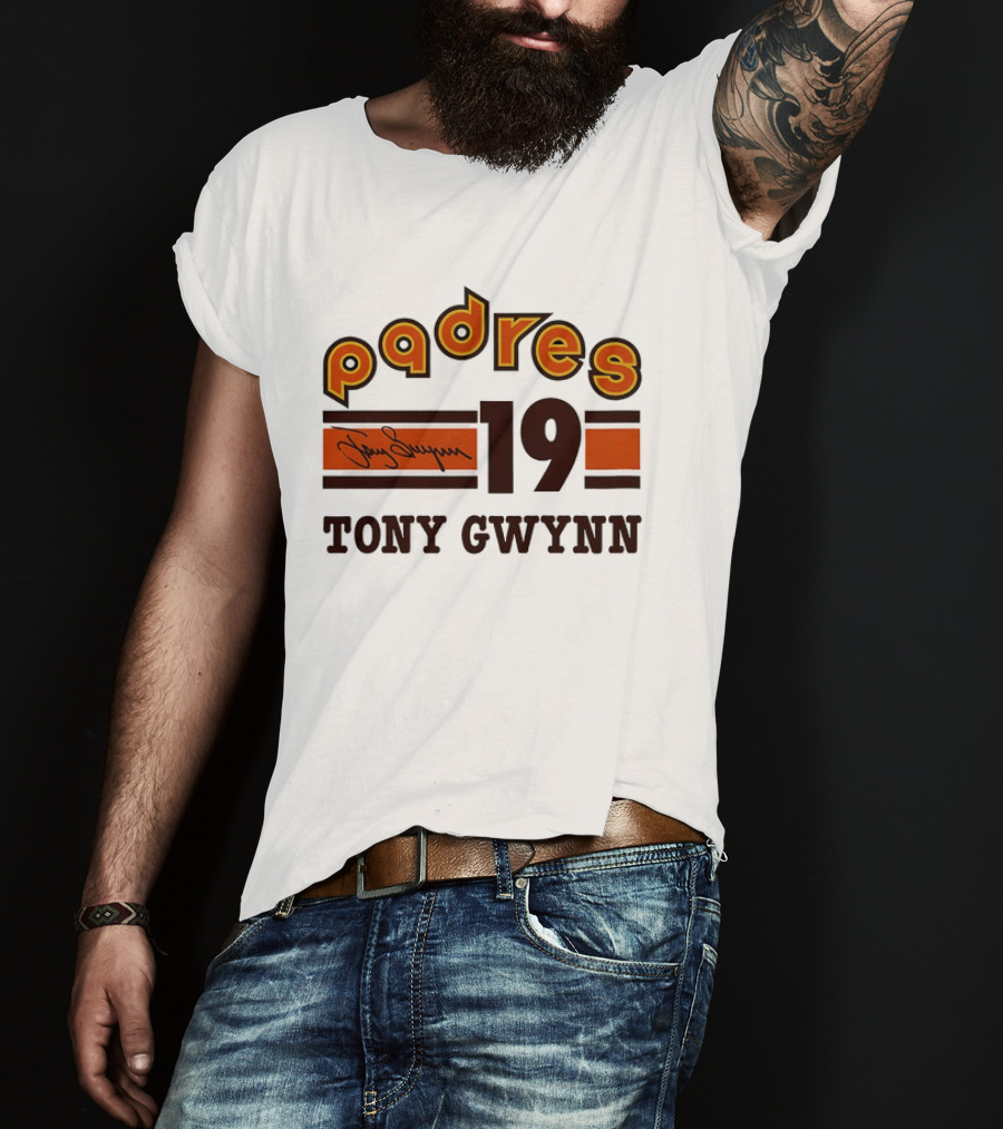Padres 19 Tony Gwynn Signature T-Shirt