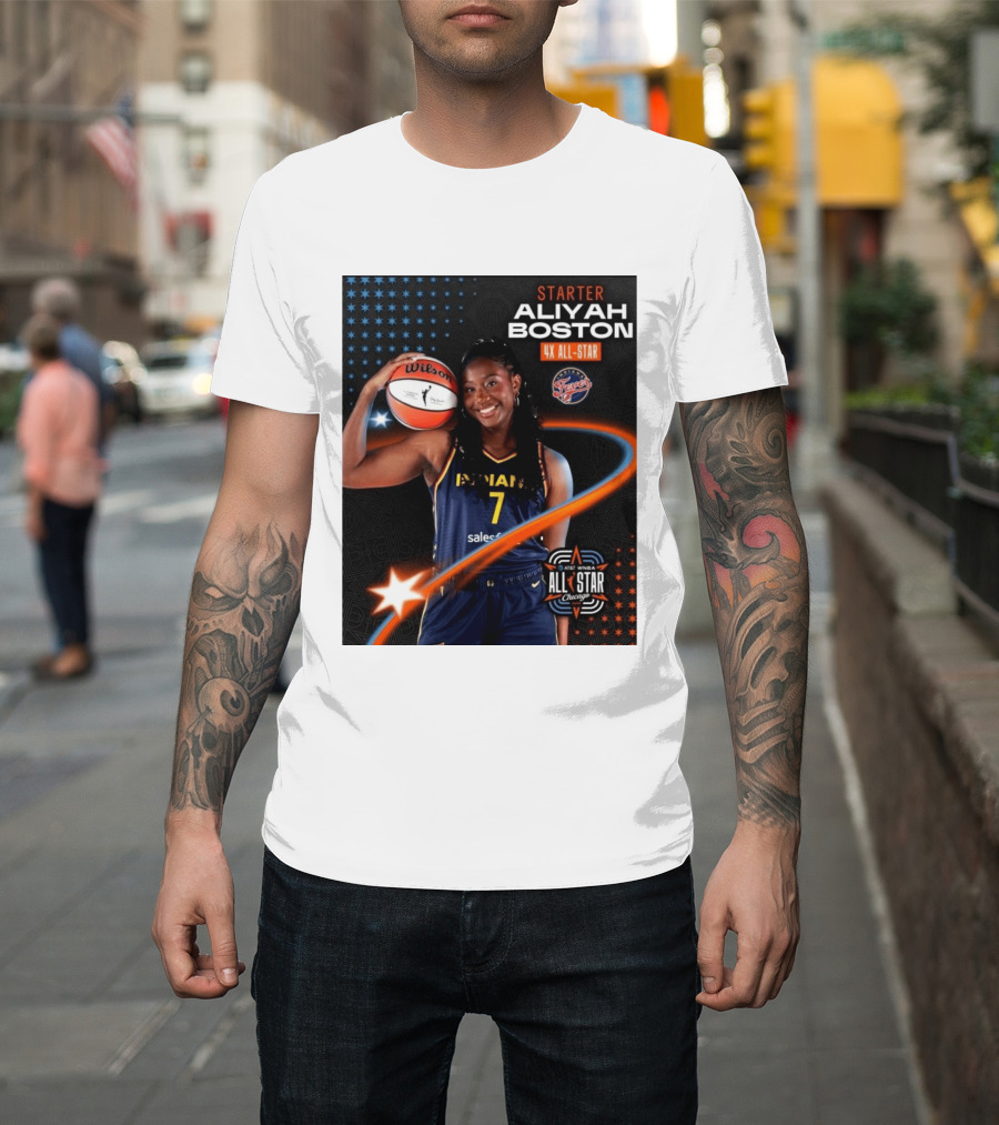 Starter Aliyah Boston 4x All Star Ind State Fever AT&T WNBA All Star 2026 Chicago T-Shirt