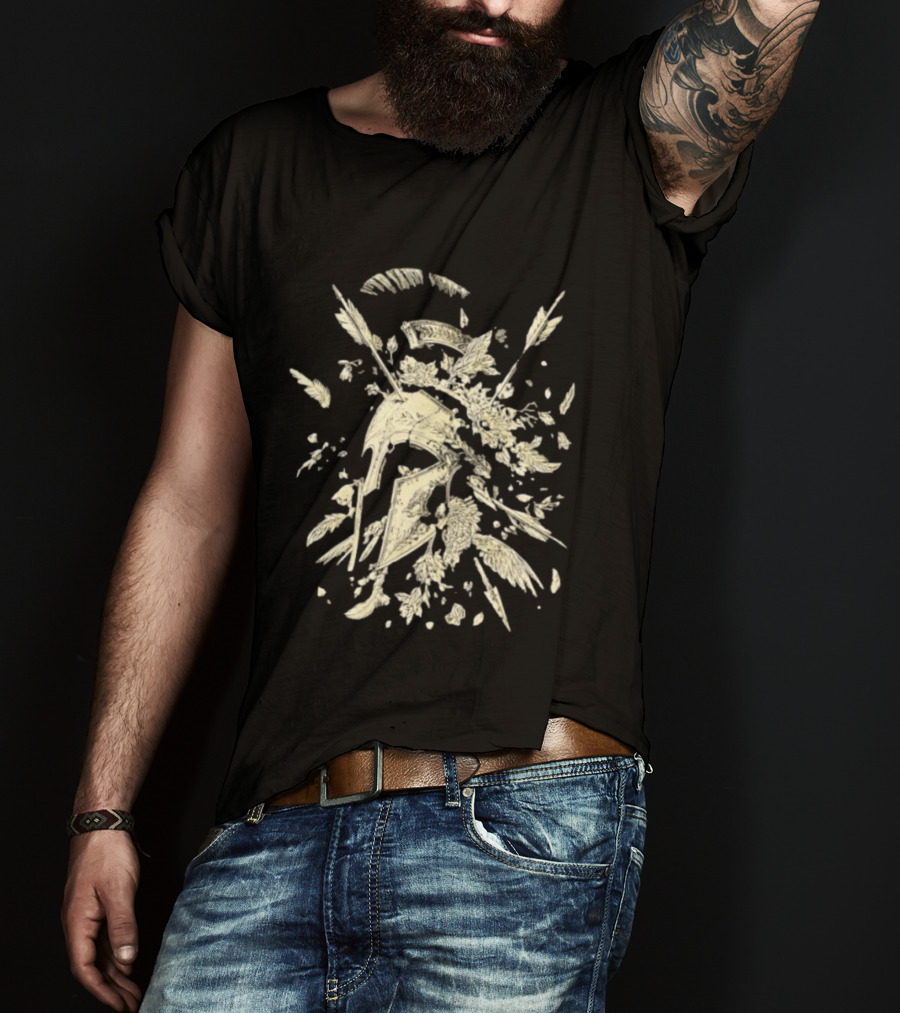 Ancient Greece Helmet With Arrows And Laurel Fragments T-Shirt