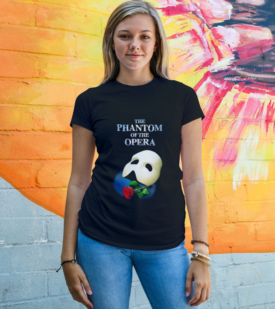 The Phantom Of The Opera Mask With Red Rose T-Shirt