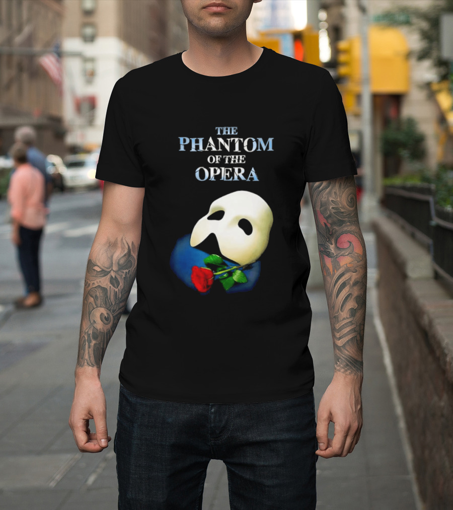 The Phantom Of The Opera Mask With Red Rose T-Shirt