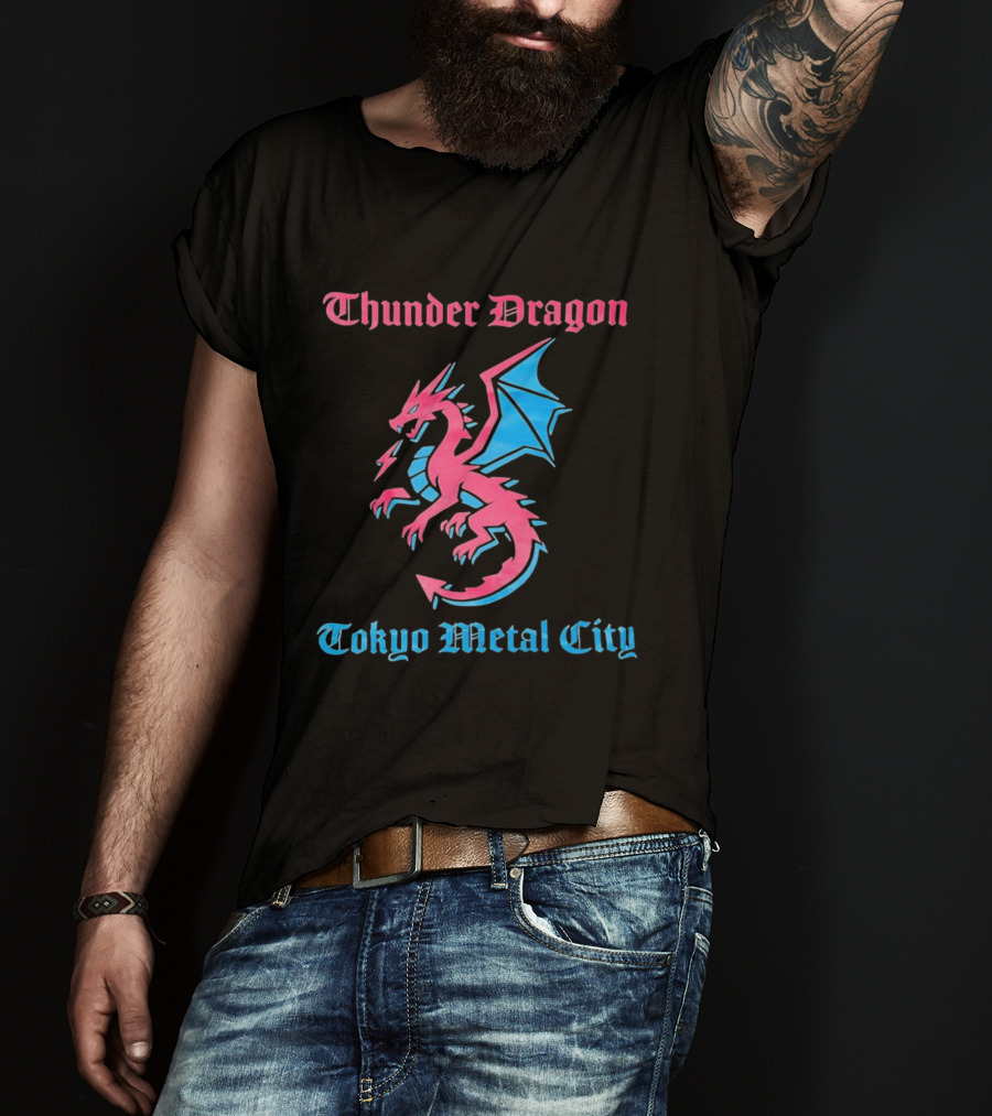 Thunder Dragon Tokyo Metal City Fantasy Dragon Winged Creature T-Shirt