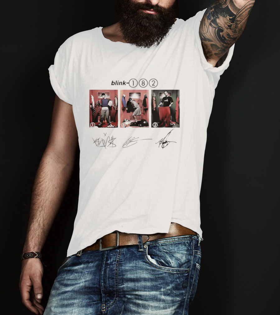 Blink 182 Trio Album Art With Autographs T-Shirt