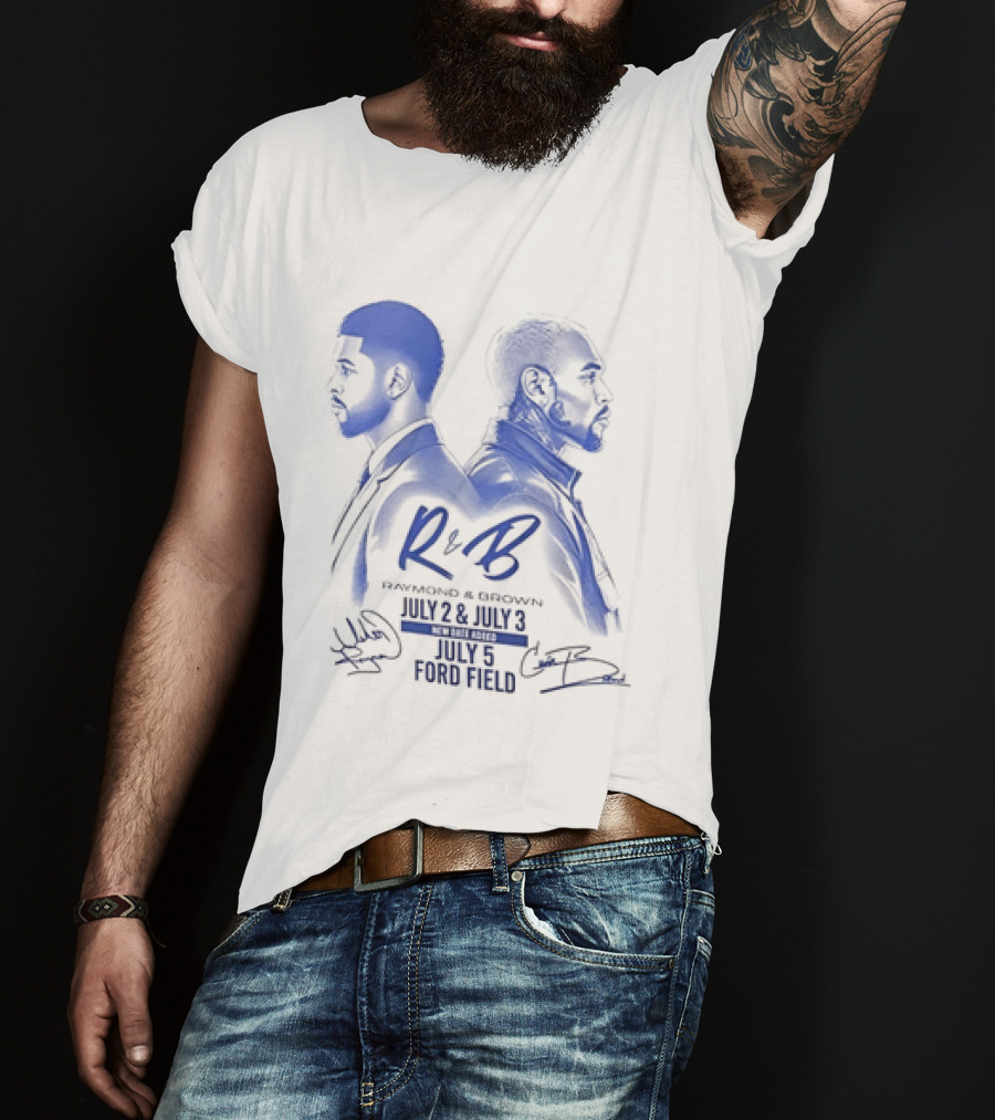 R&B Tour Chris Brown Usher Raymond Detroit Lions Ford Field T-Shirt
