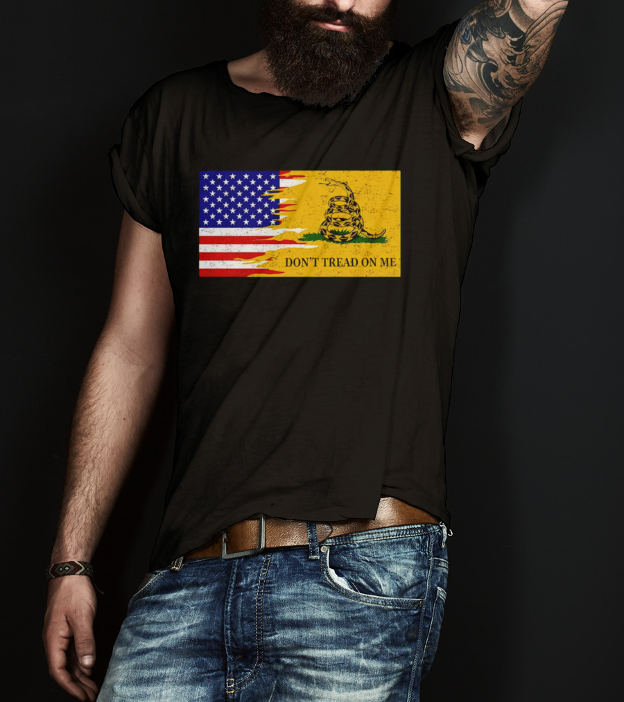 Don't Tread On Me American Flag Gadsden Snake T-Shirt