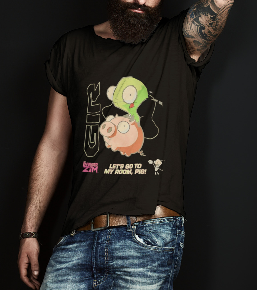 GIR Invader Zim Let's Go To My Room Pig Ride Adventure T-Shirt