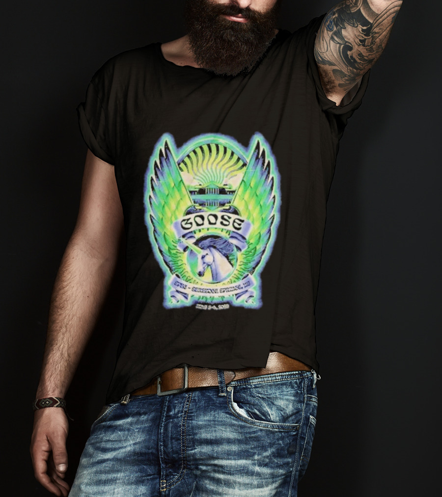 Goose The Band Saratoga Springs July 3 4 2026 Winged Horse New York Concert Tour T-Shirt