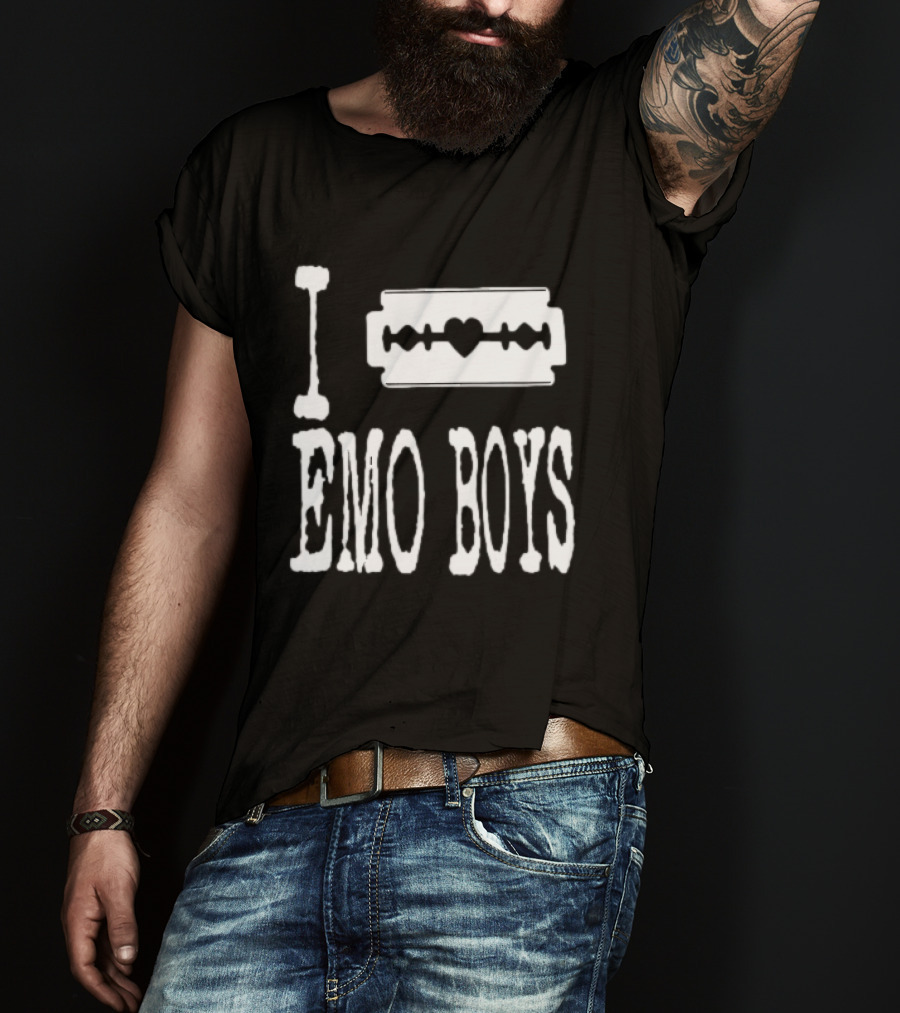I Emo Boys Heart Razor Blade T-Shirt