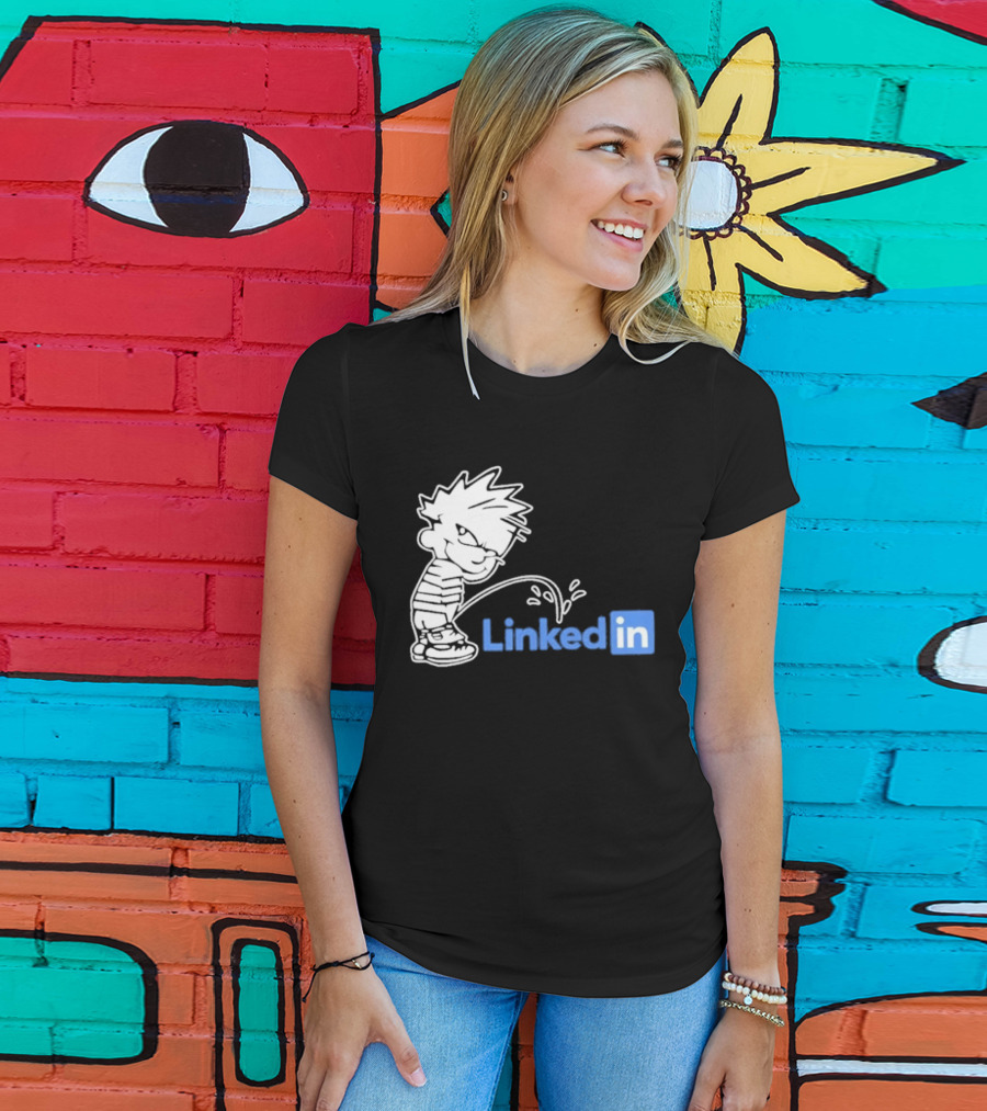 Calvin Pissing LinkedIn T-Shirt