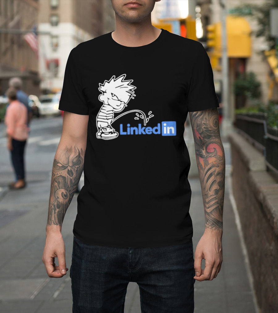 Calvin Pissing LinkedIn T-Shirt