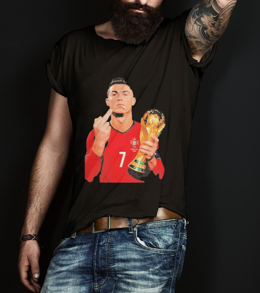 Cristiano Ronaldo Portugal 7 Middle Finger World Cup Trophy T-Shirt