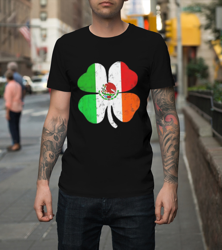 Mexican Irish Shamrock Flag St Patrick's Mexico Ireland Unity T-Shirt