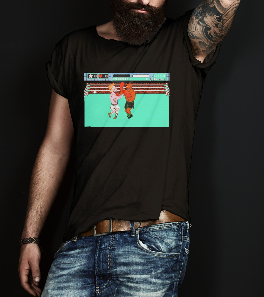 Punch Out NES Classic Mike Tyson Boxing Scene Retro 8 Bit Video Game T-Shirt