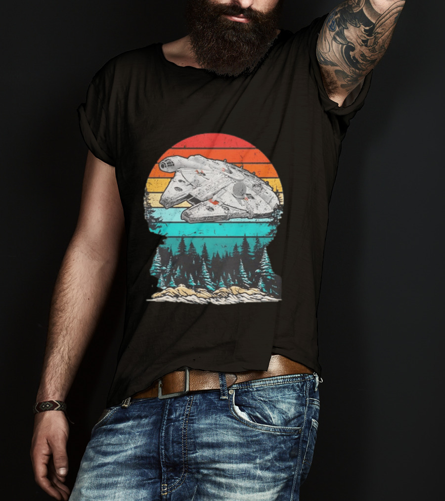 Star Wars Millennium Falcon Forest Sunset T-Shirt