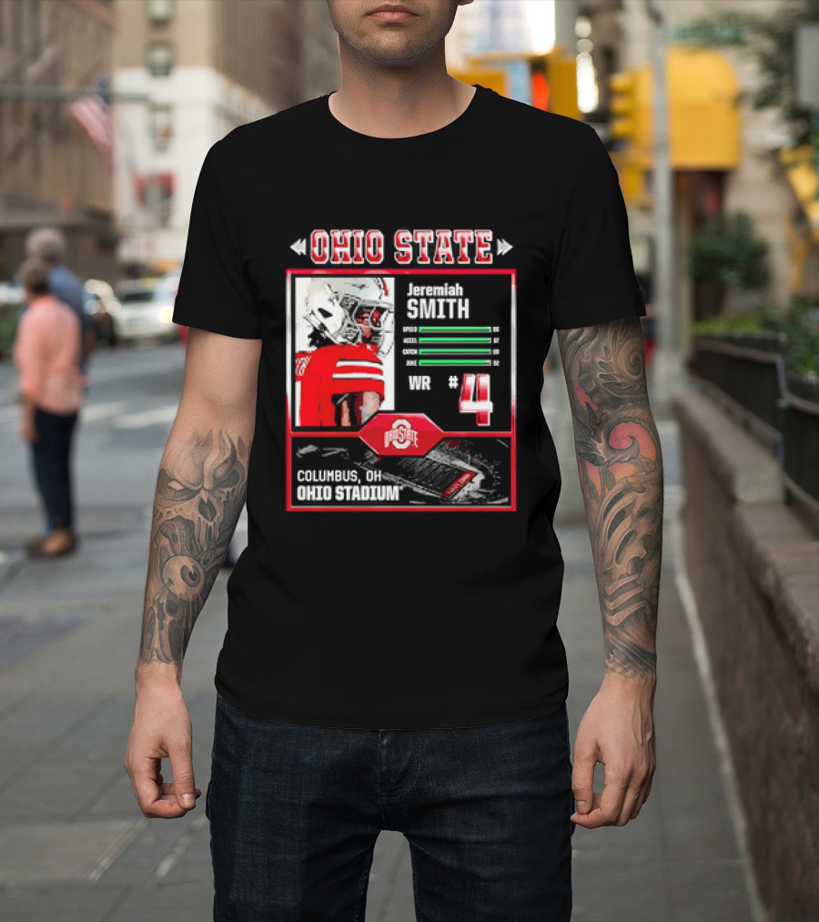 Ohio State Buckeyes Jeremiah Smith Columbus Football Ohio Stadium Number 4 T-Shirt