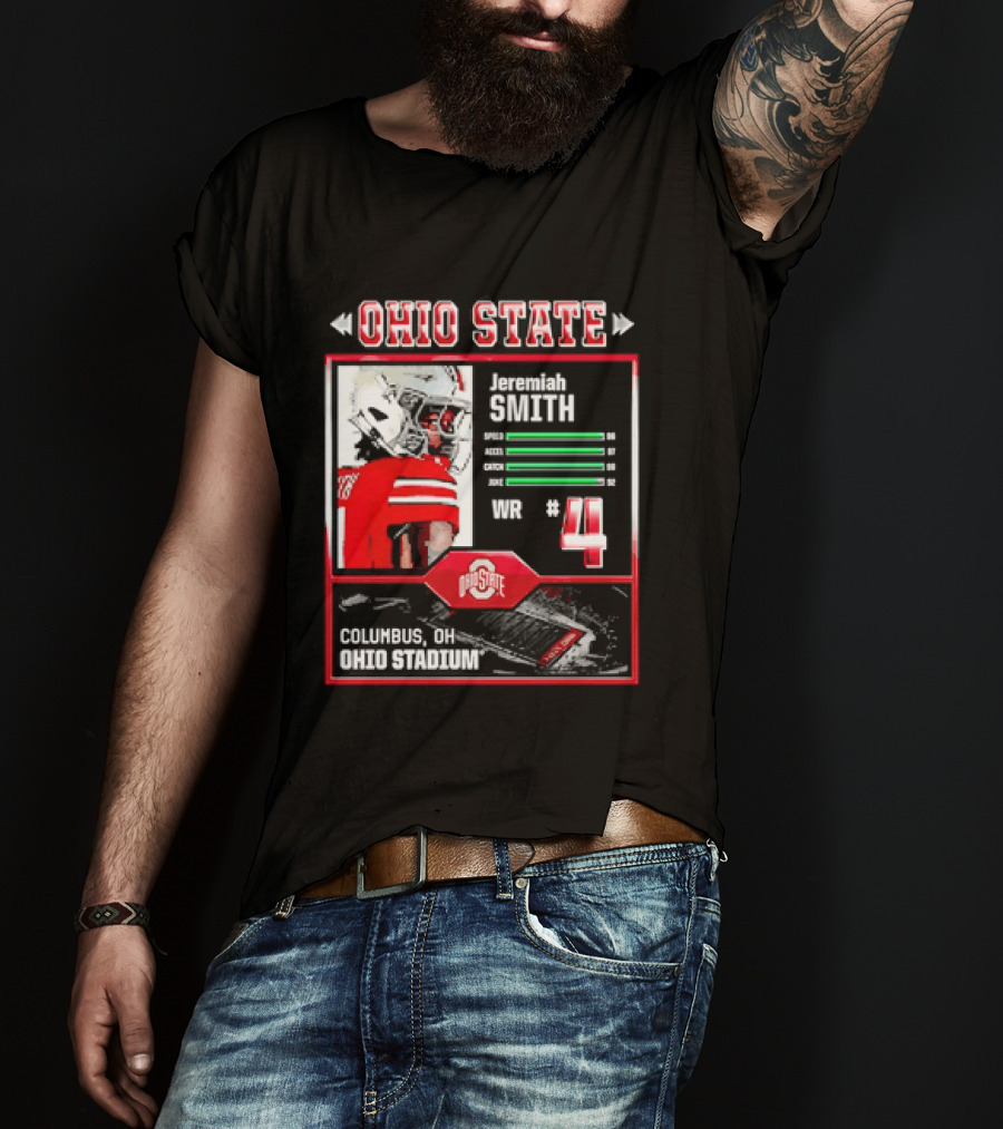 Ohio State Buckeyes Jeremiah Smith Columbus Football Ohio Stadium Number 4 T-Shirt