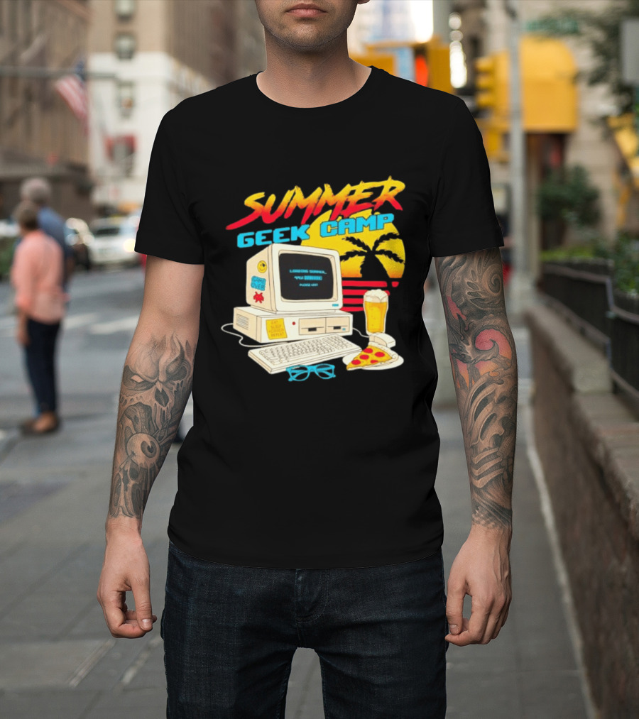 Summer Geek Camp Eat Sleep Code Repeat Loading Computer Pizza Beer T-Shirt