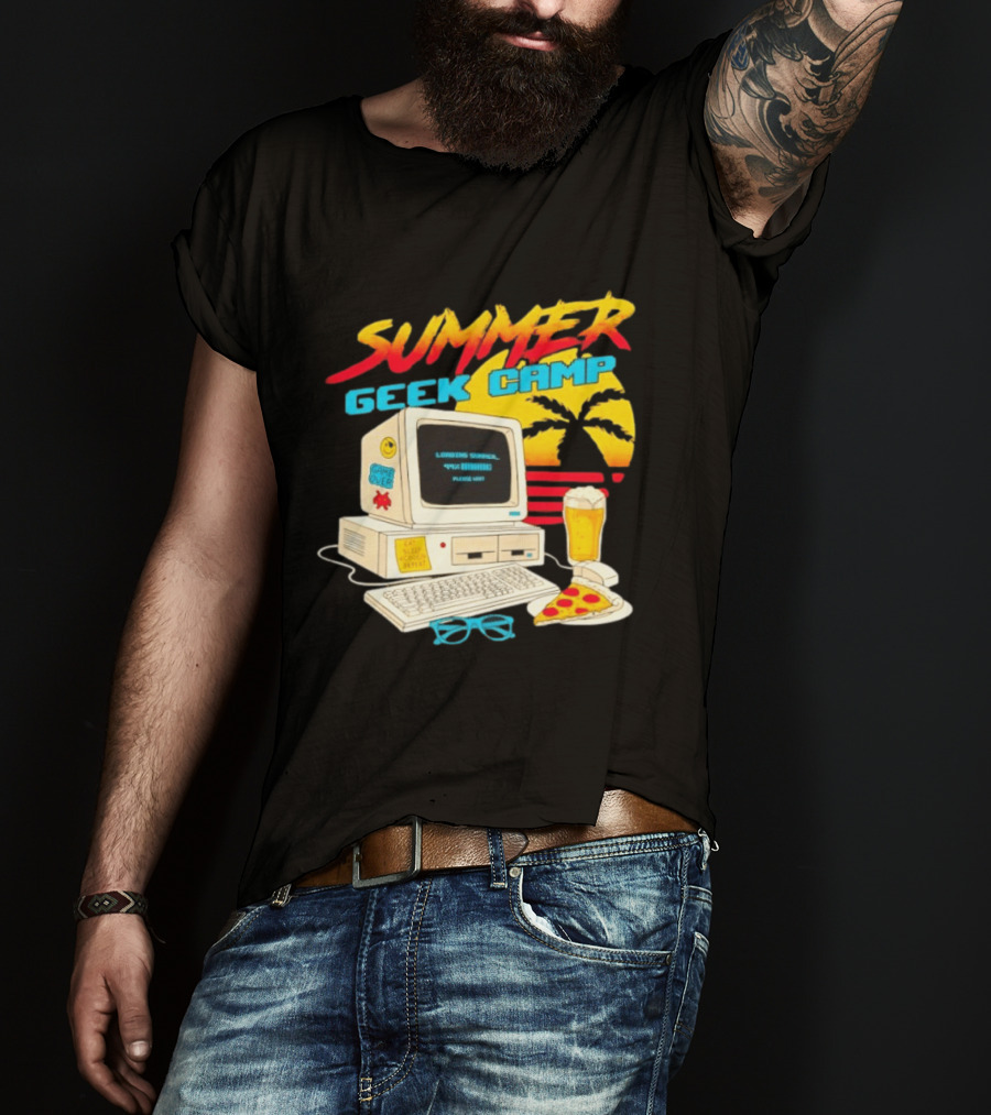 Summer Geek Camp Eat Sleep Code Repeat Loading Computer Pizza Beer T-Shirt