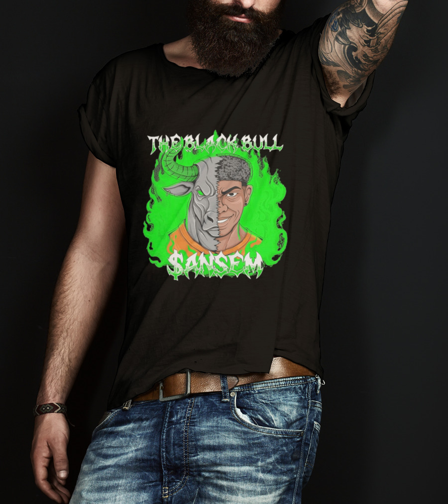 The Black Bull Sansem Half Man Half Bull Green Fire Fusion T-Shirt