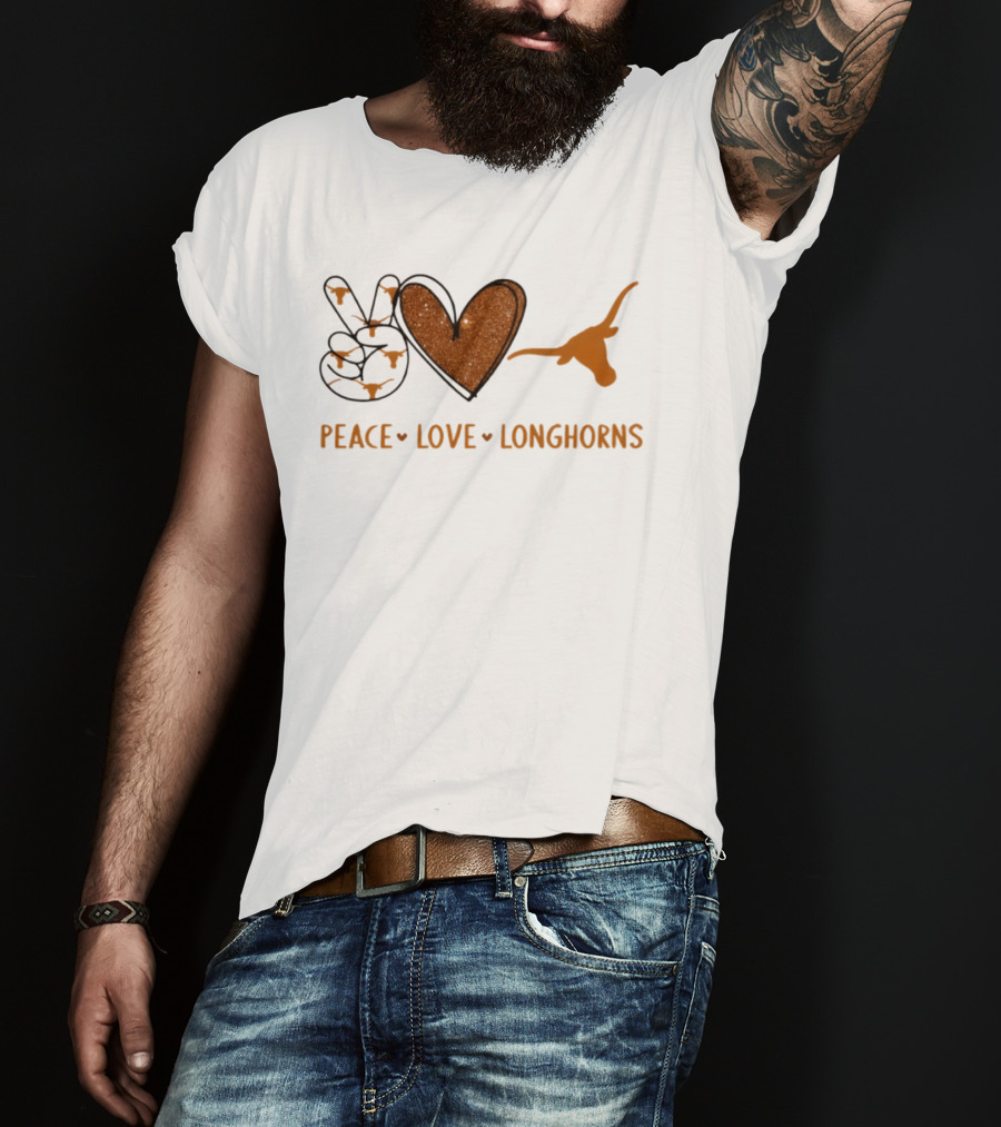 Peace Love Longhorns Texas Football Fan Gear T-Shirt
