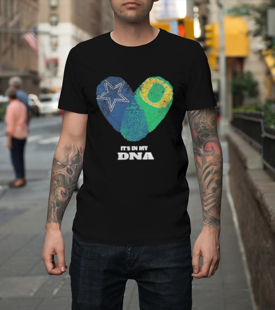 It's In My DNA Dallas Cowboys Oregon Ducks Heart Fingerprint T-Shirt