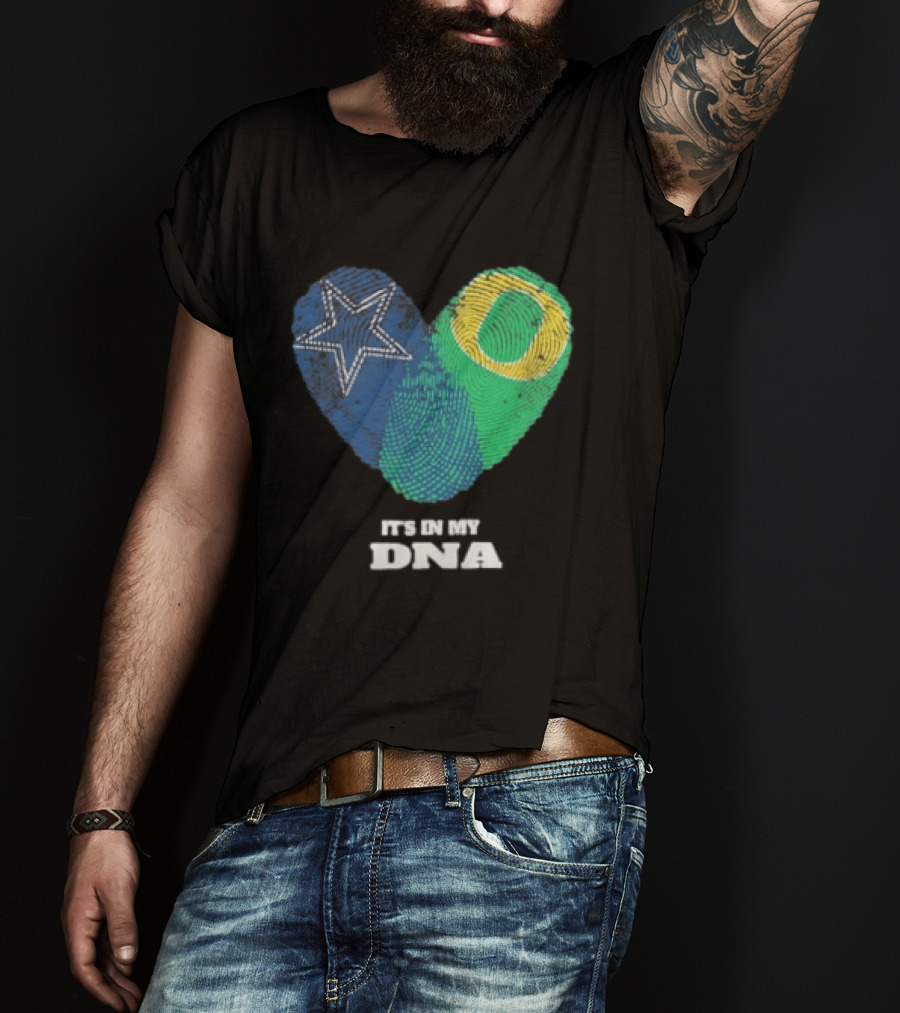 It's In My DNA Dallas Cowboys Oregon Ducks Heart Fingerprint T-Shirt