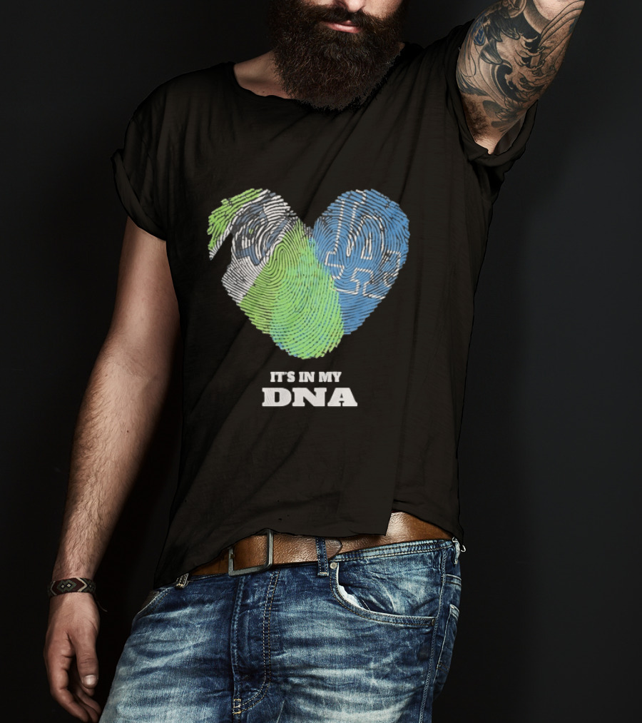 It's In My DNA Seattle Seahawks Los Angeles Dodgers Fingerprint T-Shirt