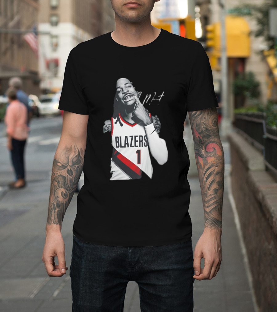 J MT Player Grills Number 1 Blazers T-Shirt
