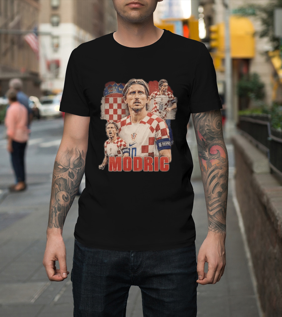 Luka Modric Croatia National Team Footballer With Croatian Flag And Number 10 T-Shirt