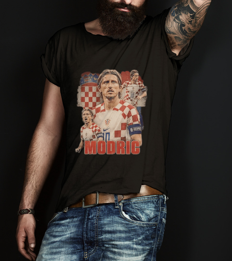 Luka Modric Croatia National Team Footballer With Croatian Flag And Number 10 T-Shirt