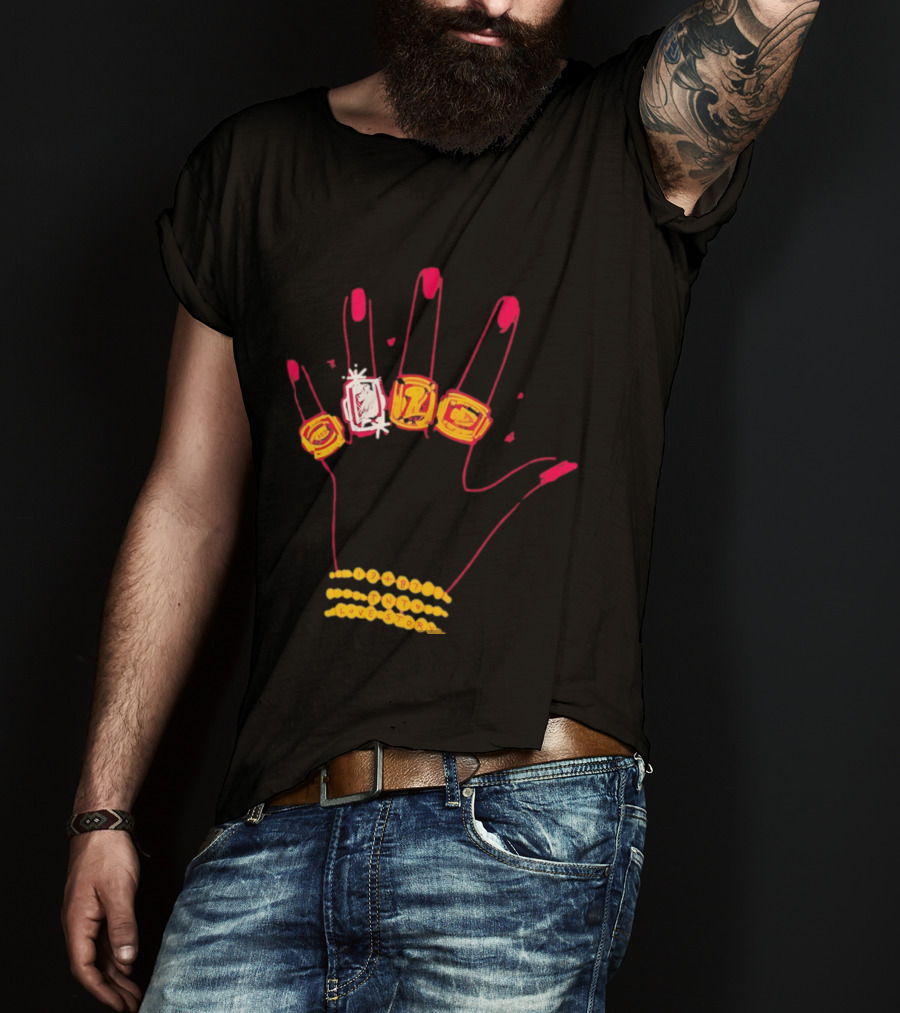 Hand Wearing Rings Bracelets 13 + 87 TNT Love Story T-Shirt