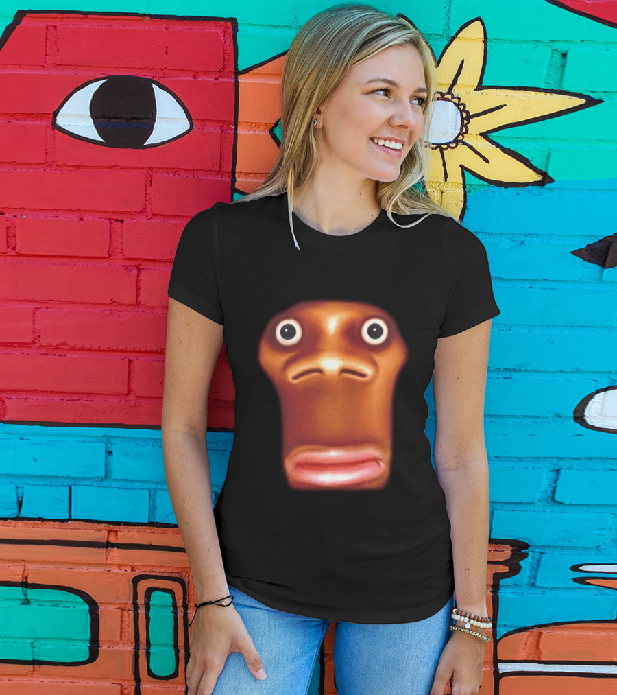 Stop Looking At Me Face Staring Meme Brown Expression T-Shirt
