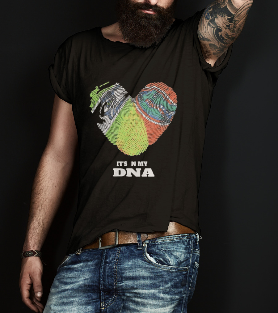 It's In My DNA Ireland And India Fingerprint Heart T-Shirt
