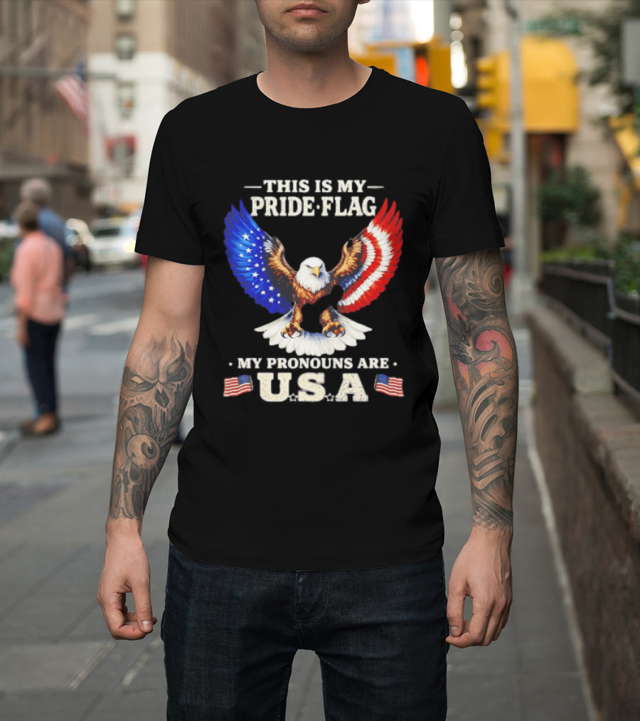 This Is My Pride Flag American Eagle My Pronouns Are USA T-Shirt