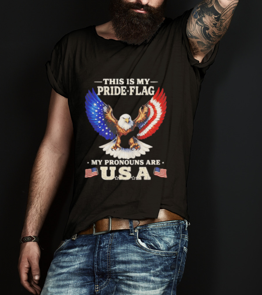 This Is My Pride Flag American Eagle My Pronouns Are USA T-Shirt