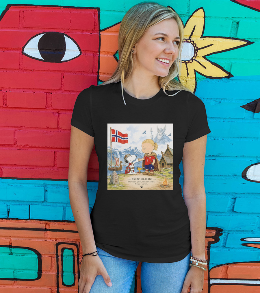 Norway Erling Haaland Snoopy Viking Norsk Sterk Som Fjellet Rask Som Vinden Norge I Hjertet T-Shirt