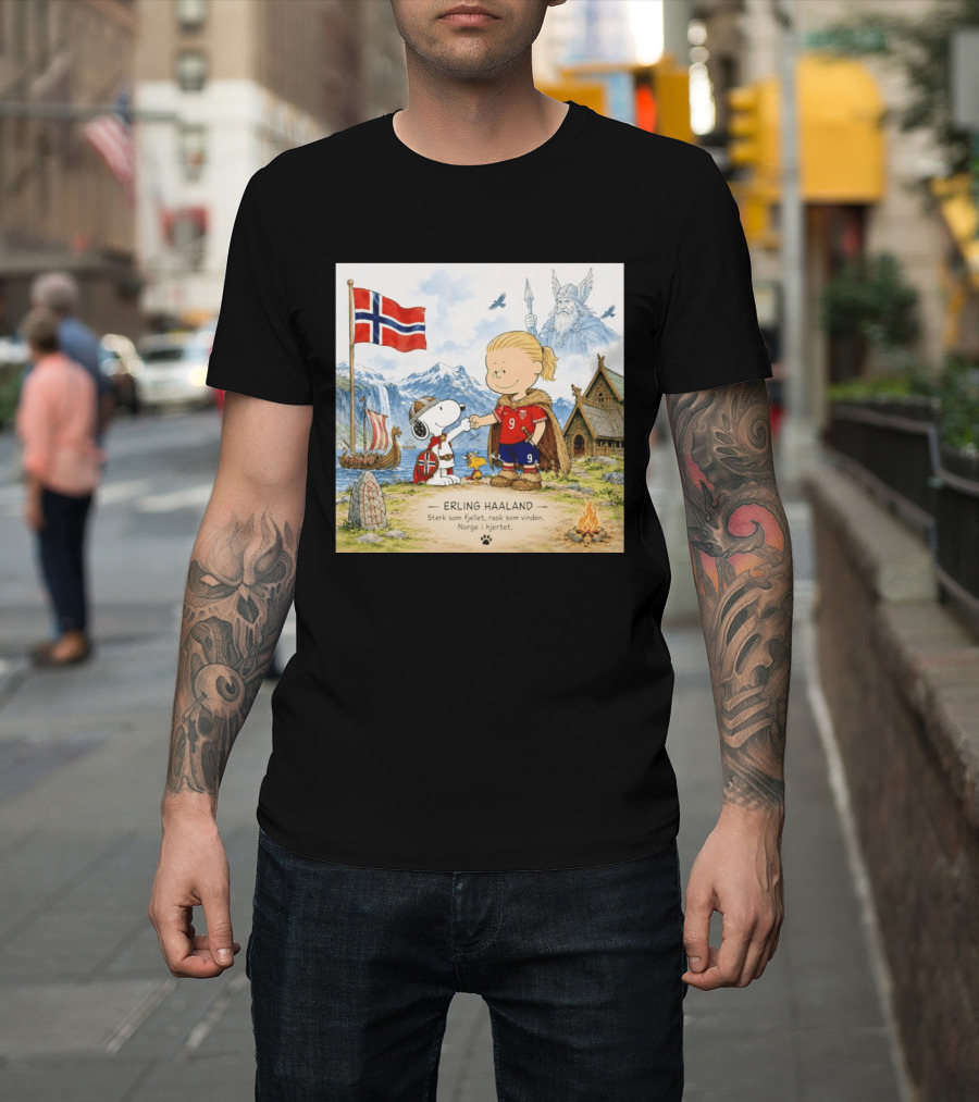 Norway Erling Haaland Snoopy Viking Norsk Sterk Som Fjellet Rask Som Vinden Norge I Hjertet T-Shirt