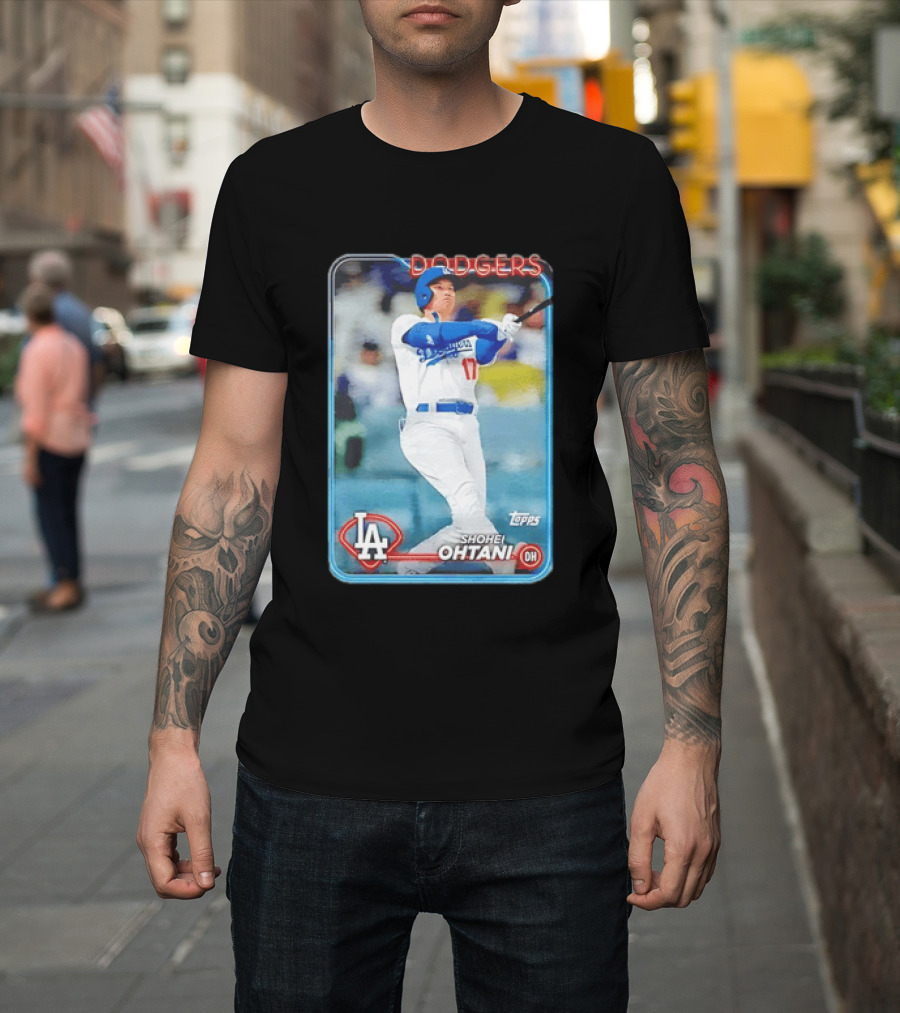 Topps Shohei Ohtani LA Dodgers Batter Neon Script T-Shirt