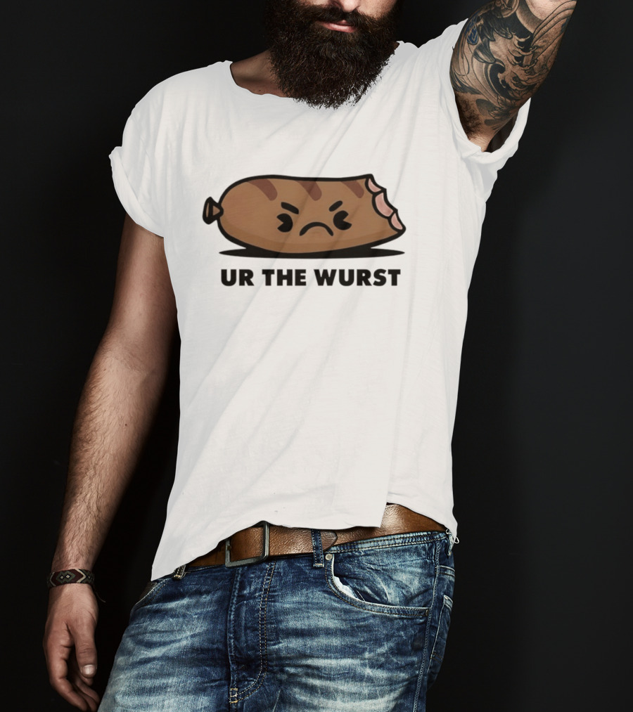 Angry Sausage Ur The Wurst Pun Humor T-Shirt
