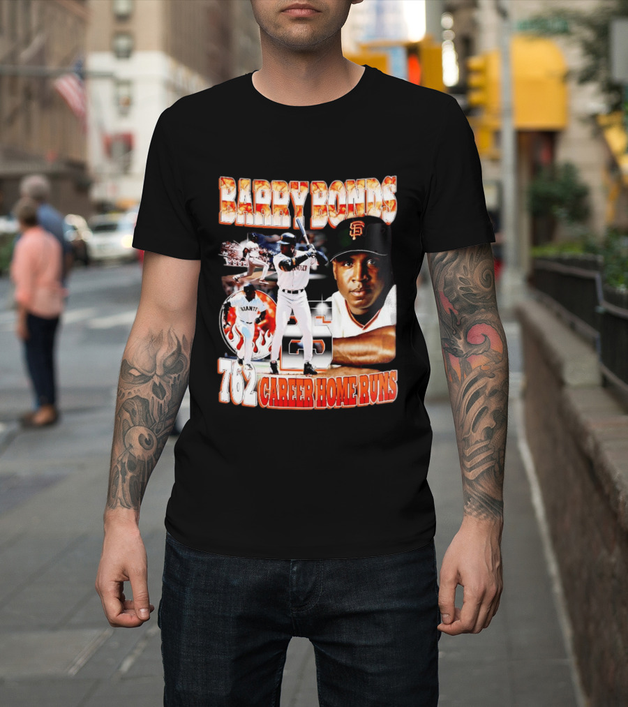Barry Bonds Giants 25 San Francisco 762 Career Home Runs T-Shirt