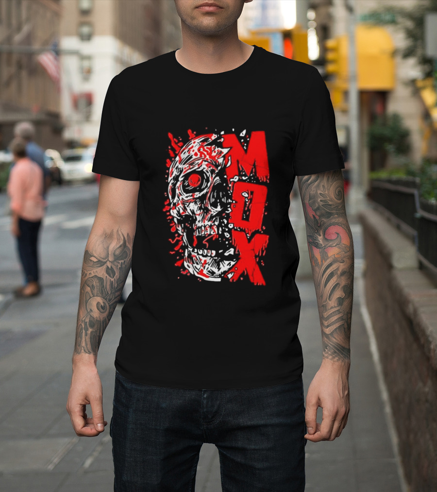 Creepy Zombie Skull MOX Red Splatter T-Shirt