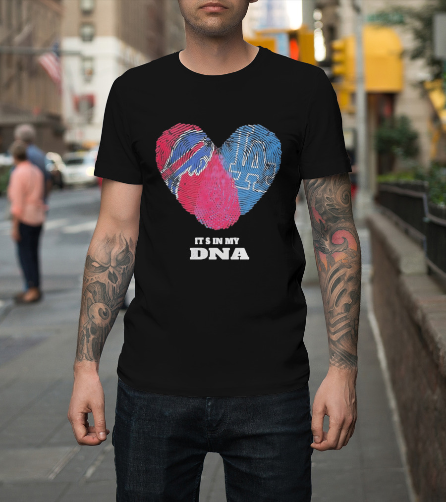Buffalo Bills Los Angeles Dodgers It's In My DNA Fingerprint Heart T-Shirt