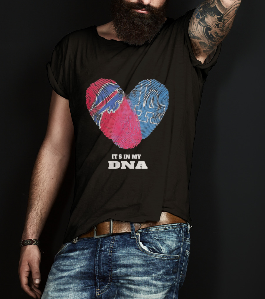 Buffalo Bills Los Angeles Dodgers It's In My DNA Fingerprint Heart T-Shirt