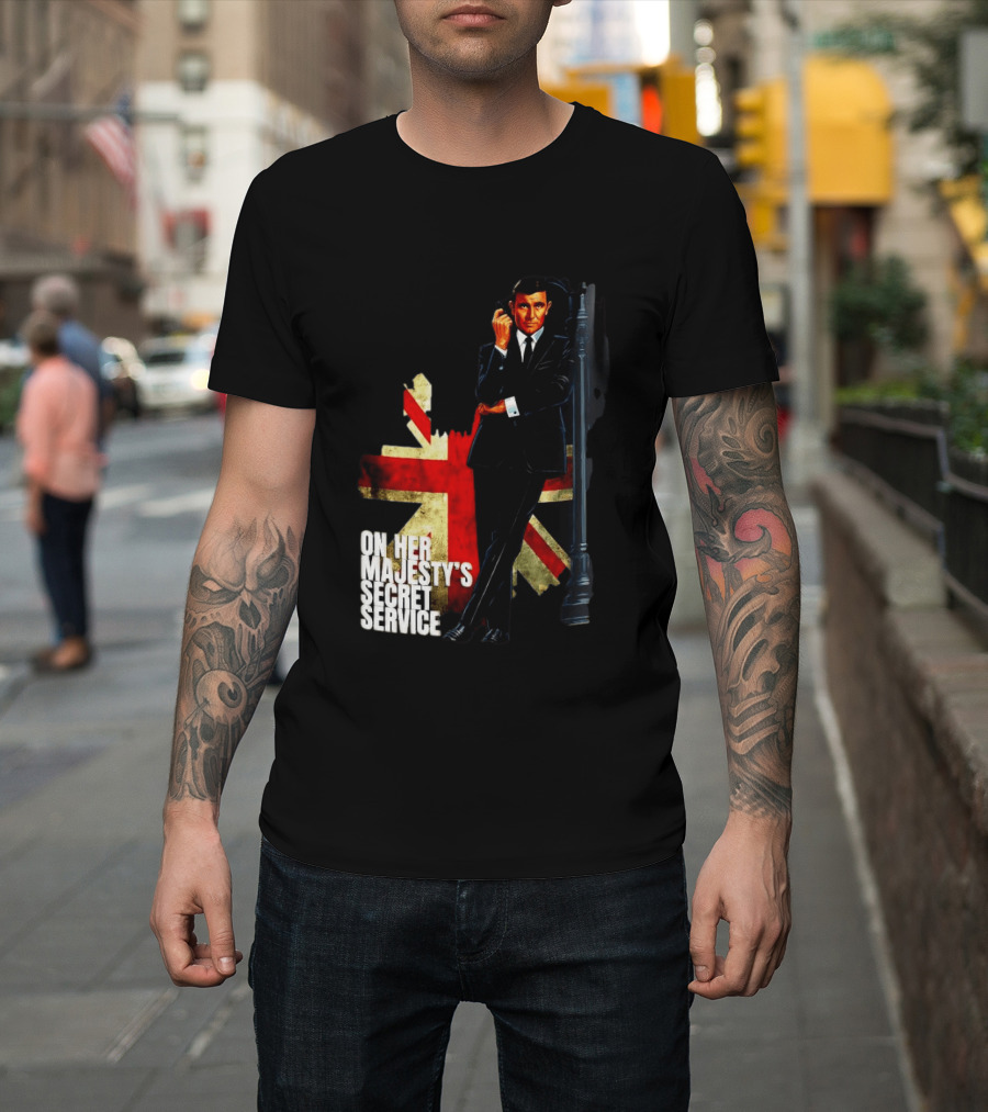 James Bond On Her Majesty's Secret Service British Flag Spy T-Shirt