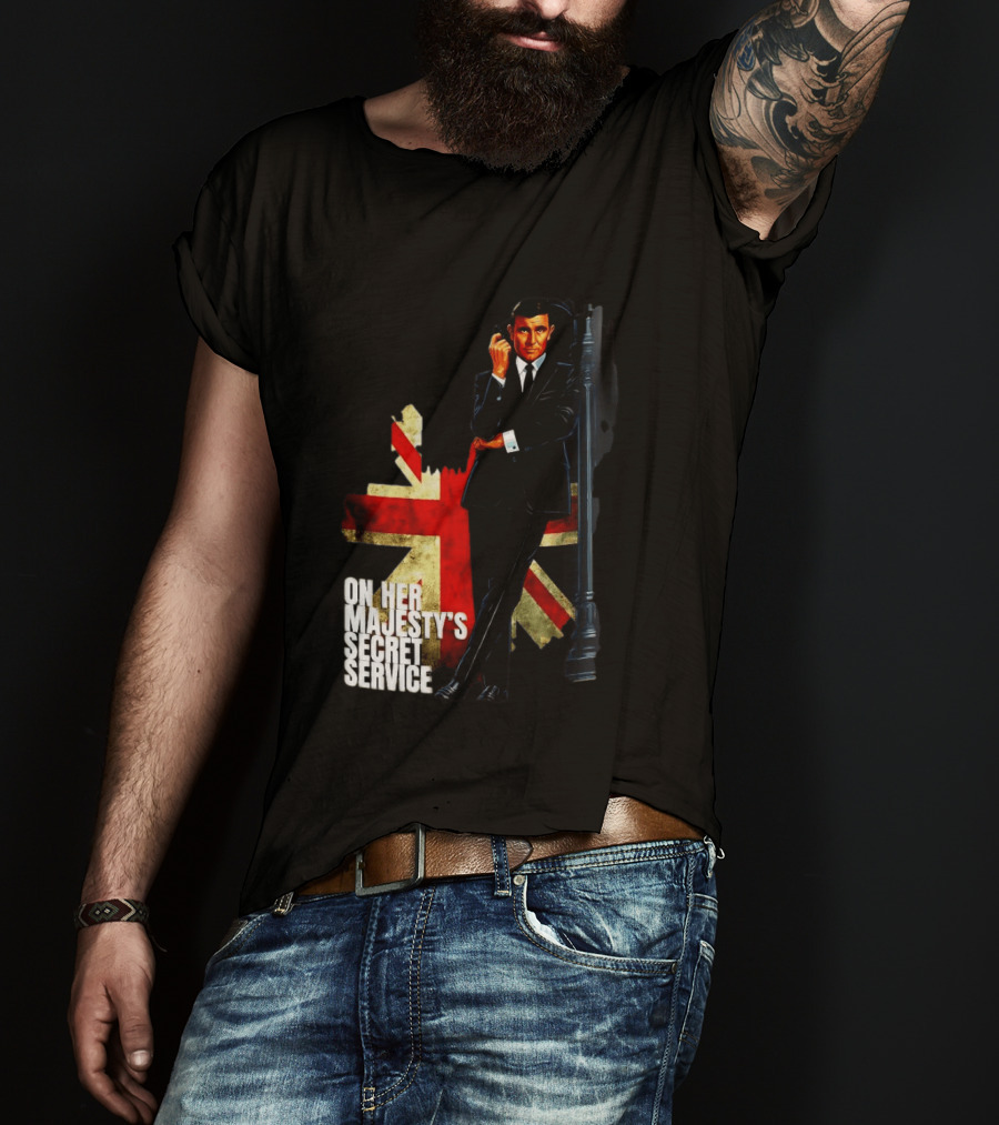 James Bond On Her Majesty's Secret Service British Flag Spy T-Shirt