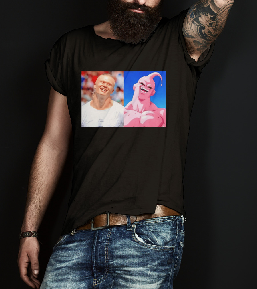 Erling Haaland Majin Buu Dragon Ball Z Comparison T-Shirt