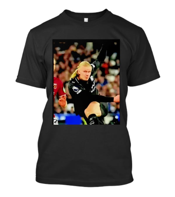 Erling Haaland Manchester City Football Player In Action T-Shirt
