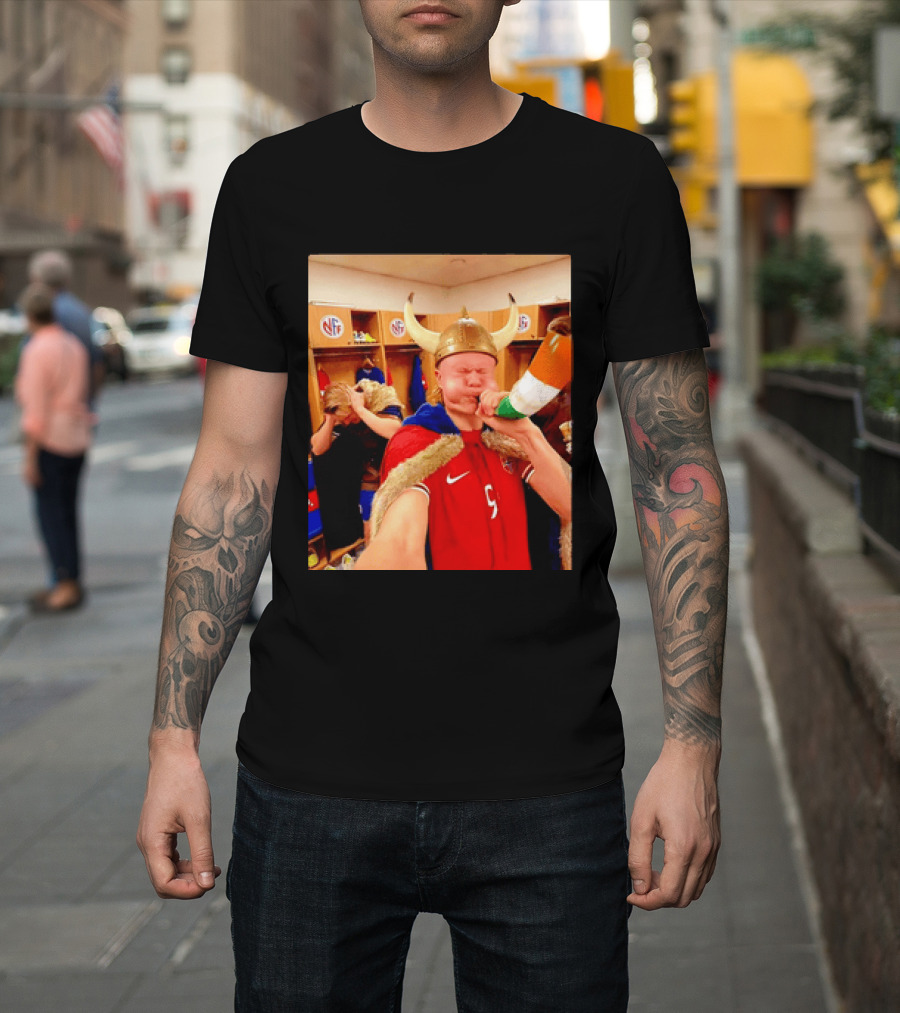 Erling Haaland Norway No 9 Viking Football Celebration Locker Room T-Shirt