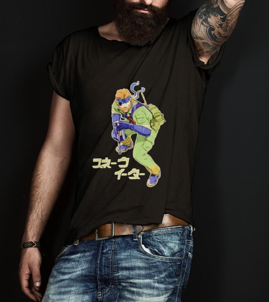 Naked Snake Metal Gear Solid Snake Eater Crouching Pose Japanese T-Shirt