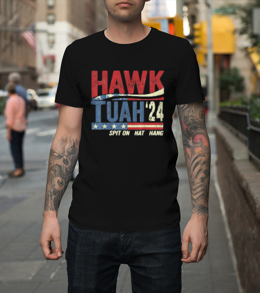 Hawk Tuah '24 Spit On That Thang Red White Blue Stars Stripes T-Shirt